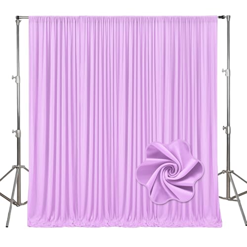 Image of 10ft x 10ft Light Purple Backdrop Curtains for Parties, Polyester Fabric Backdrop Drapes with Rod Pockets for Weddings, Birthday, Halloween, Photography, Christmas Party Background Curtain, 2 Panels
