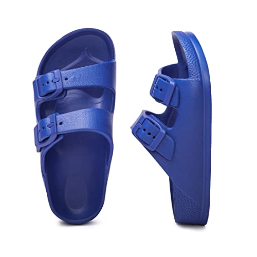 Image of FUNKYMONKEY Kids EVA Slides Waterproof Slip-on Pool Sandals for Boys Girls | Lightweight Plastic Sandals with Adjustable Double Buckle, Boys Girls Comfortable Non-slip Summer Shoes for Beach, Daily Wear