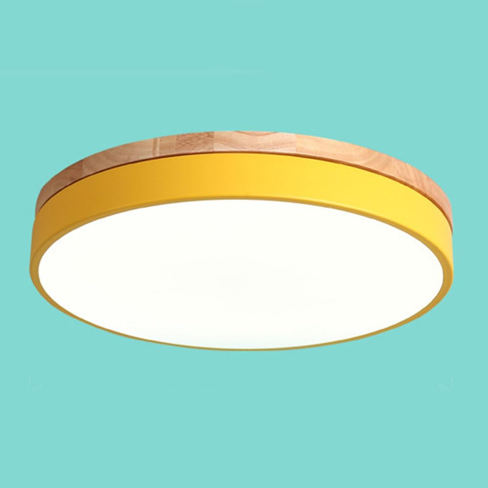 Plafonnier LED salon plat circulaire en bois pour éclairage de maison modulable