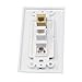 RiteAV 1 Port Coax Cable TV- F-Type 1 Port Phone RJ11 RJ12 Beige 1 Port Cat6 Ethernet White Wall Plate Oversized Jumbo MIDI