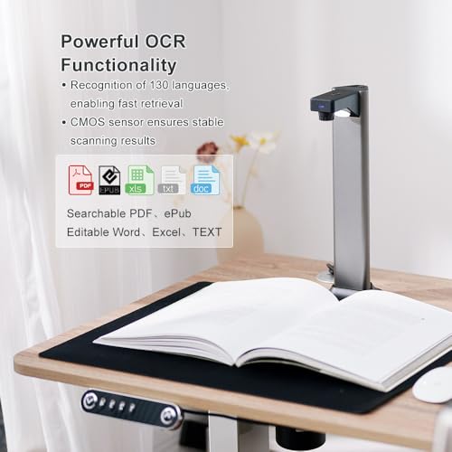 Nmgorkq 13MP Desktop Document Camera: Portable A3 Document Scanner with Auto Flatten & Asymmetric Lighting, USB Document Camera for Teachers Lap/Desktop, OCR & TTS Support, Compatible with Win & MacOS - Thumbnail 5