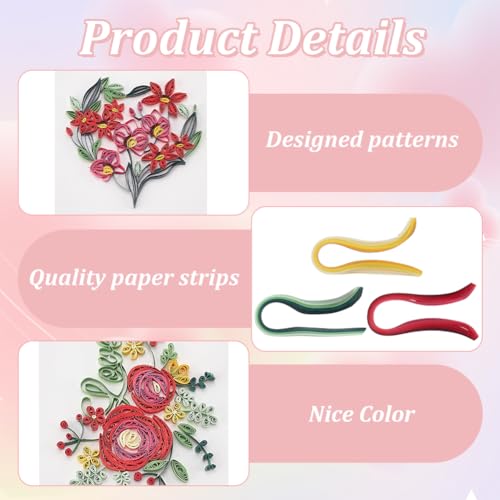 WEBEEDY 20 Sets DIY Valentine's Day Paper Quilling Kit for Adults 5 Styles Love Heart Greeting Card