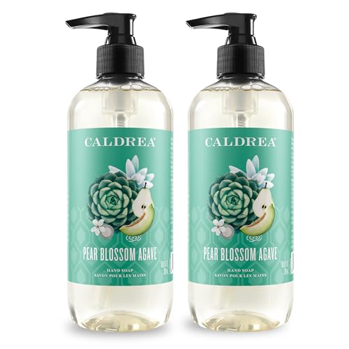 Image of Caldrea Hand Wash Soap, Aloe Vera Gel, Olive Oil and Essential Oils to Cleanse and Condition, Pear Blossom Agave, 10.8 oz, 2 Pack
