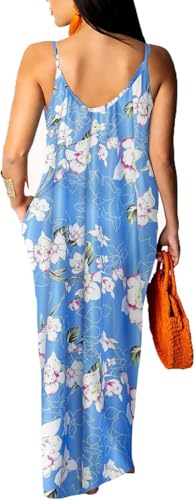 Image of Women's Casual Summer Maxi Dresses Sleeveless Adjustable Spaghetti Strap Loose Plus Size Dresses