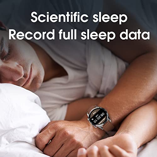 Phipuds Smartwatch Herren, Smart Armbanduhr Männer Fitness Tracker Smart Watch Rund Fitnessuhr Herren mit Pulsuhr Schrittzähler Damen Wearable IP67 Wasserdicht Sportuhr zum iOS Android