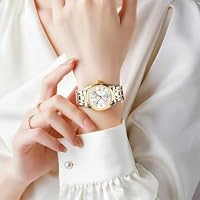 OLEVS Womens Watches Classic Two Tone Business Analog Watch Ladies Waterproof Stainless Steel White Fashion Watch for Woman with Date — image 2