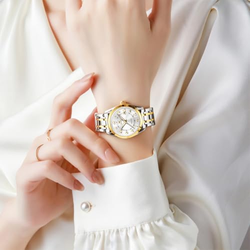 Image of OLEVS Womens Watches Classic Dress Quartz Female Wristwatch Ladies Stainless Steel Waterproof Luminous Date Easy Read Watch for Lady