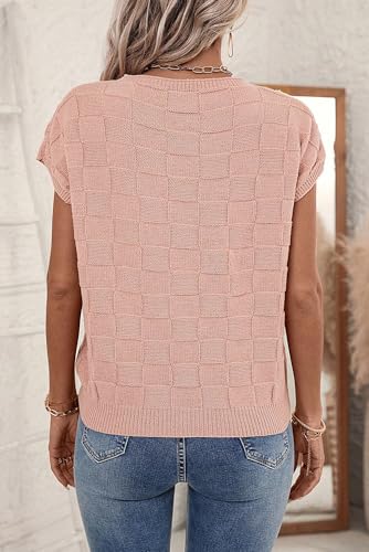 Casual Round Neck Sweater Tee - Soft and Textured in Dusty Pink,Dusty Pink,(US 16-18) XL4