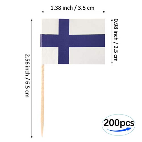 JBCD Finland Toothpick Flag Finnish Mini Small Finn Cupcake Topper Flags (200 pcs)