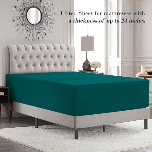 Image of Mocassi Luxury 4-Piece Sheet Set, Ultra Soft 1800 Premium Hotel Quality Microfiber Sheet Set, Fits Mattresses Up to 18 to 24 Inches Extra Deep Pocket - Breathable and Secure Fit, Twin, Marine Blue