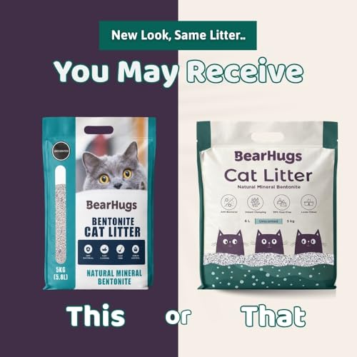 Image of BearHugs Bentonite Cat Litter - Unscented Perfect for Cat (Pack of 1, 5 KG)