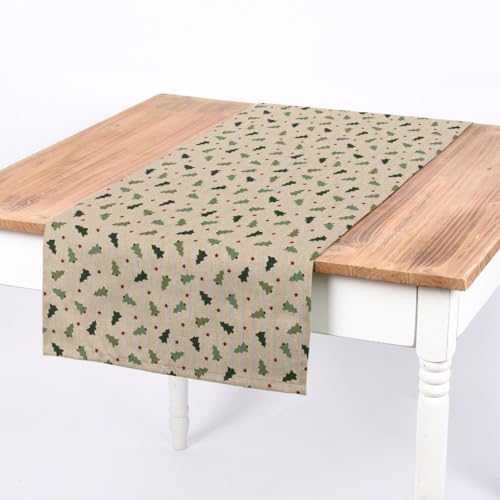 Arbre de Noël et finitions soignées sur ce chemin de table SCHÖNER LEBEN 160cm - 2
