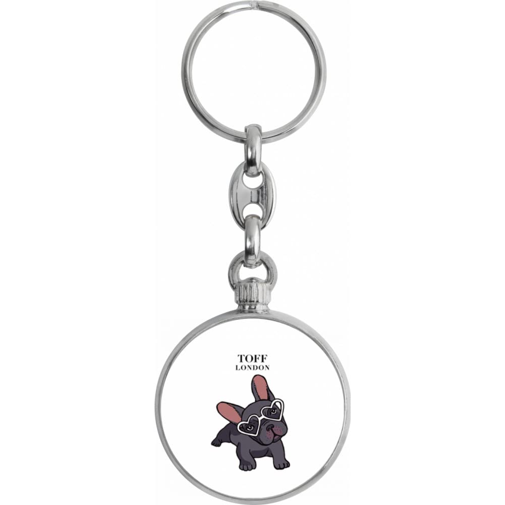 Toff London Unisex Silver Grey French Bulldog Keyring
