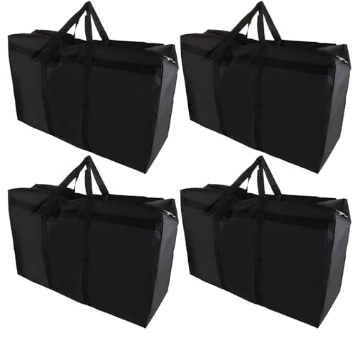 JMIATRY 4 Pack 100L Large Storage Bags with Zips, 600D Thicker Waterproof Oxford Moving Bags with Handle