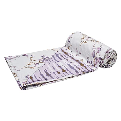 Image of Trance Home Linen Pure Malmal Cotton Multipurpose Baby Dohar | 3-Layered Baby Swaddle | Soft -Lightweight Baby Blanket | Crib Blanket (Age : 0-6 Months - 100cm x 70 cm - Akira Lavender)