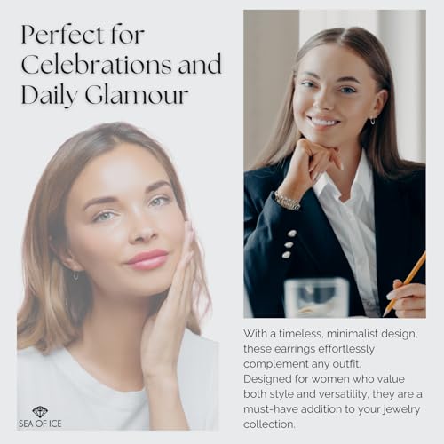 SEA OF ICE 925 Sterling Silver Hoop Earrings for Women - Hypoallergenic Earrings for Women in Sterling Silver, Yellow Gold, Rose Gold or Black Rhodium | Sizes 12MM, 15MM, 20MM or Multipack3