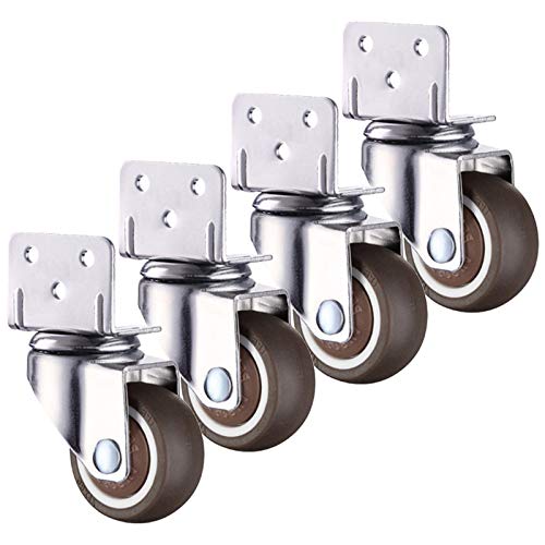 Ruedas Giratorias con Frenos,Ruedas para Muebles,Soportes en Forma de L,Ruedas de Goma,Ruedas Silenciosas,Cuna/Silla,4 Piezas,4 sin Frenos,50mm