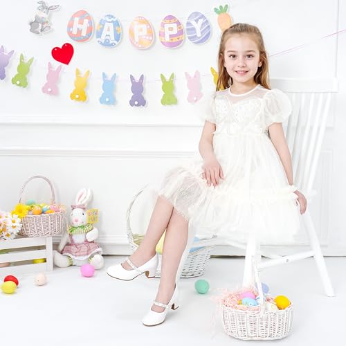 Flower Girl Shoes Kids High Heels Mary Jane Flats Cute Pearl Rhinestones Girls Dress Pumps Shoes for Church Wedding Party Little Big Kids2