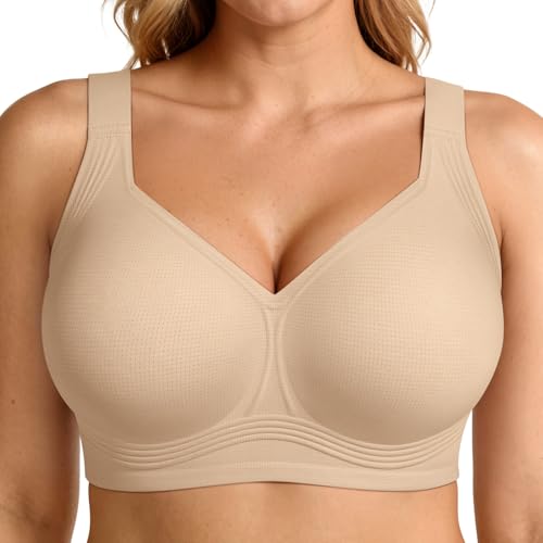 Image of LetsJoli Bras for Women Supportive Wireless Push Up Bra Full Coverage No Underwire Seamless Plus Size for Older Women