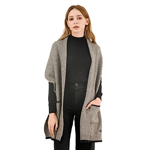 Premium Wool Shawl Wrap Winter Warm Scarf with Pockets Luxurious Knit Cardigan Wedding Shawl for Evening Dress