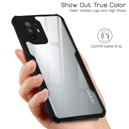 Image of Jkobi Hybrid Back Cover Case for Oppo F19 Pro Plus (Shockproof with Polycarbonate Clear Panel | Professional Black)