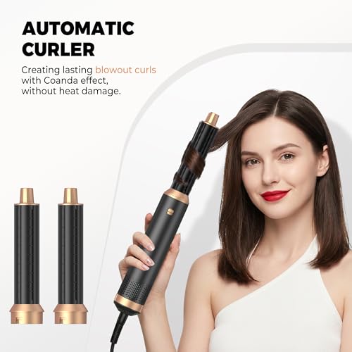 Image of 5 in 1 Blow Dryer Brush, Upgrade Hair Dryer Brush Set Negative Ion Air Styler Curling Wrap Air Curler, Hot Air Brush Curling Iron Hair Styling Tools As A Gift for Straight /Curl /Dry /Smooth