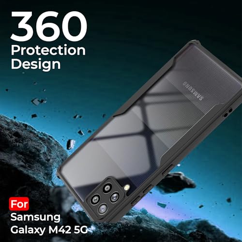 Image of A rtistque Clear Hard Transparent Acrylic Armor Back Cover Case for Samsung Galaxy M42 5G | Shockproof TPU Edge Protection | Slim Protective Design | Samsung Galaxy M42 Back Cover - Black