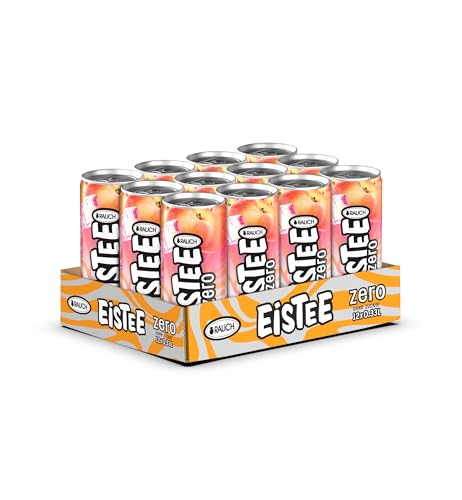 RAUCH Eistee Zero Peach - Erfrischender Eistee mit Peachgeschmack - Optimal für Tee-Trinker und Durstlöscher - Zuckerfrei und kalorienarm - Aus Schwarztee und Hagebutte 12x 330ml Dosen