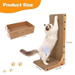 Cat Scratching Post, 3-in1 Scratching Board for Indoor Cats, 2PK 22in L-Shaped Cat Scratcher with 1PK Cardboard Box Scratch Pad, Cats Scratch Furniture Protector with Feathered Toy - Image 3