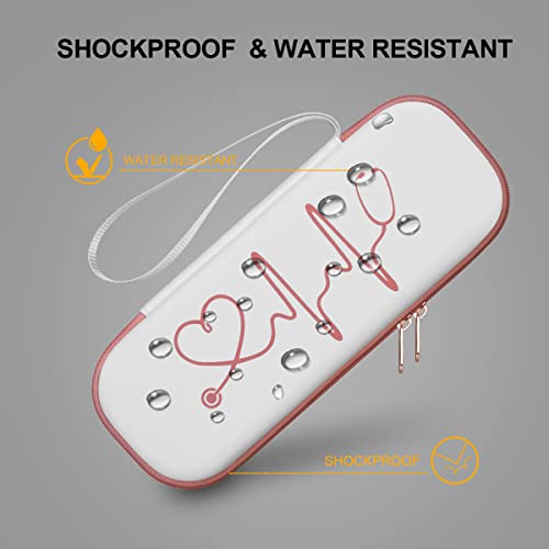 Bovke Stethoscope Case Bag For 3M Littmann Classic Iii, Lightweight Ii S.e, Cardiology Iv, Mdf Acoustica Lightweight Stethoscopes - Extra Pocket Fits Nurse Accessories For Work, White Rosegold #TOP3