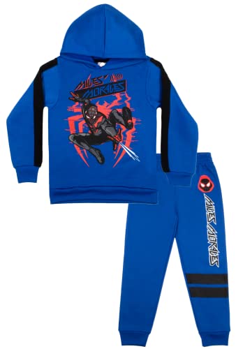 Image of Marvel Avengers Spider-Man Black Panther Miles Morales Boys 2-Piece Fleece Sets, Fleece Hoodie and Pants Bundle Set for Boys