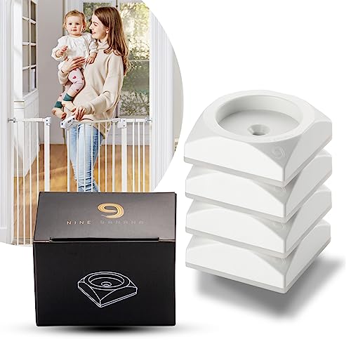 Nine Banana 1St Nonslip Sturdy & Stylish Matte White Square Baby Gate Wall Protector (4 Pack X 1Set) - Safety Wall Pads For Child Dogs Pet Gates, Doorways, Stairs, Baby Gates With Door #TOP25