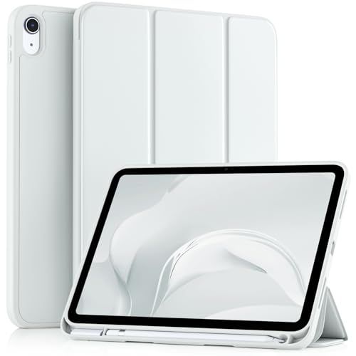 Image of Akkerds Compatible with iPad (A16) 11th Generation Case 11 Inch 2025, for iPad 10th Generation Case 10.9 Inch 2022 with Pencil Holder, Slim Trifold Stand Protective Cover with Soft TPU Back, White