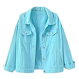 Women's Casual Denim Jacket Coats Candy Color Relaxed Fit Jean Trucker Jacket Fall Autumn Long...