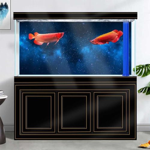 Image of 48X18IN Starry Aquarium Background, Art Starry Fish Tank Decorations Background, with 8 EVA Double-Sided Tape
