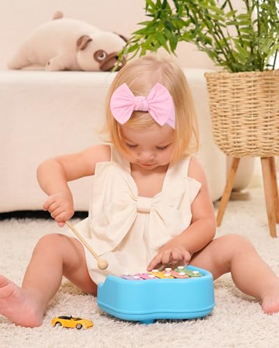 jollybows 3PCS Baby Bows Headbands Soft Nylon Baby Girl Headbands for Newborn Infant Toddler Kids Cute Bow Wide Hairbands Hair Accessories(White+Red+Light Pink)4