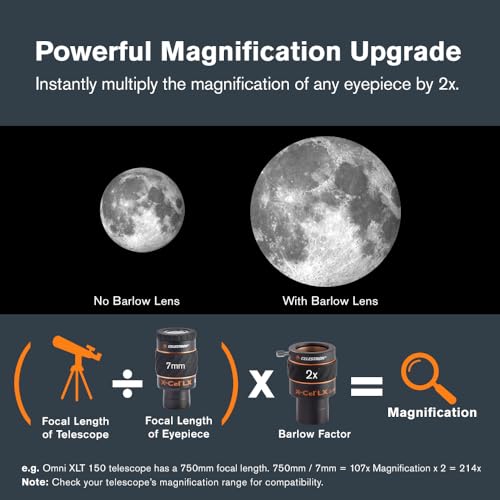 Celestron X-Cel LX 2X Barlow Lens for Telescope Eyepieces – 1.25" - image 3