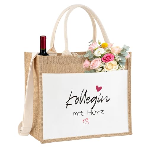 BYELTCUCN Jute Tasche mit Spruch Kollegin mit Herz für Arbeitskolleginnen