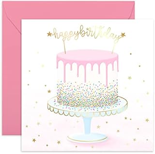 Birthday Card for Her - Sparkle Cake Card for Women Sister Daughter - Female Friend - Mum Birthday Card - Comes with Fun Stickers