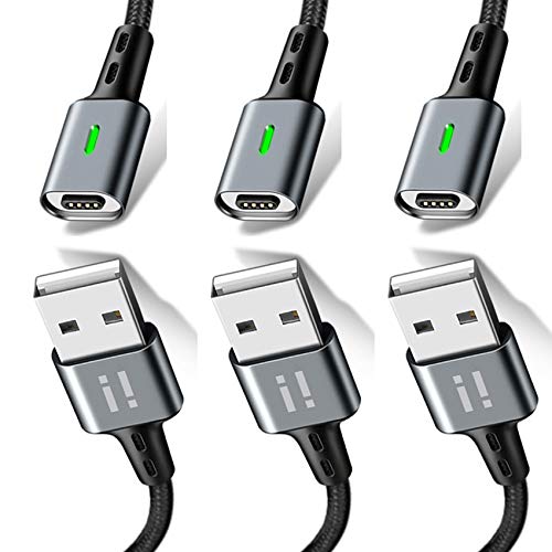 SilicOne 3x 2m PLATINUM Nylon Magnet USB Schnellladekabel Quick Charge 3.0 Datenkabel - 3x Kabel ohne Stecker