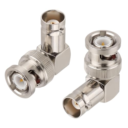 Adaptador BNC ángulo recto macho a hembra 2 unidades miniatura 1