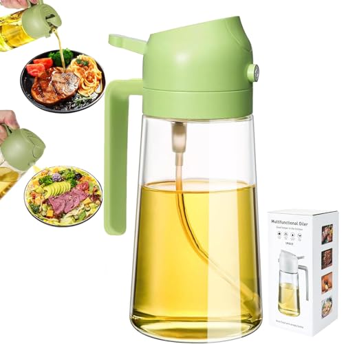 Image of Oliver Oil Sprayer Dispenser for Cooking Bottle 16oz Dark Glass Yellow | 2-in-1 Lightproof Borosilicate Glass Oil Bottle, Wide Mouth for Easy Refill Clean