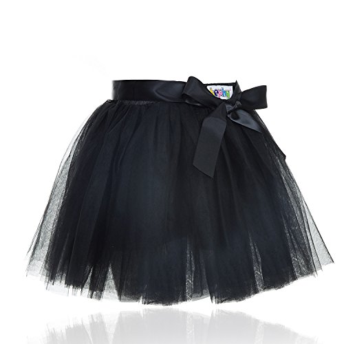 Little Girl Tutu Skirt A Line 7 Layers Tulle Skirt Party Princess Dance Tutus For Girls (3T -10T) Black #TOP2