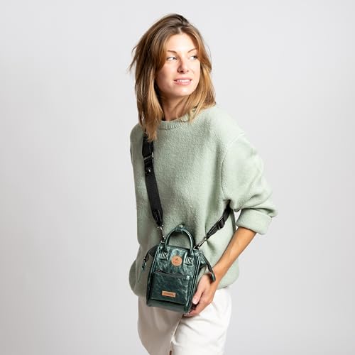 Bolso bandolera Adventurer verde oscuro iridiscente Cabaïa resistente y compacto 2