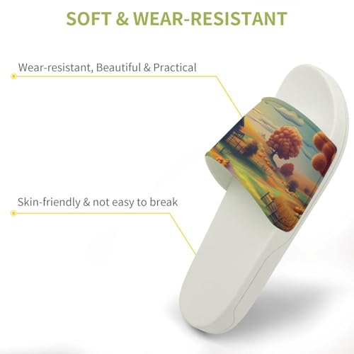 Pumpkin Country Scene Funny House Sandals Non Slip Shower Slippers Quick Drying Bathroom Shoes for Women Men3