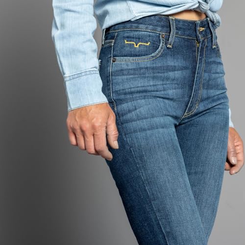 Kimes Ranch Women's Sarah Casual Durable Western High Rise Waist & Slim Bootcut Dark Wash Blue Tri-Blend Denim Jeans2