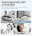 WENBOKMIN Stainless Steel Cat Litter Box, 4in Shallow Litter Box for Senior Cats and Kittens, Extra Large Metal Litter Pan Nonstick Odor Control Anti-Corrosion