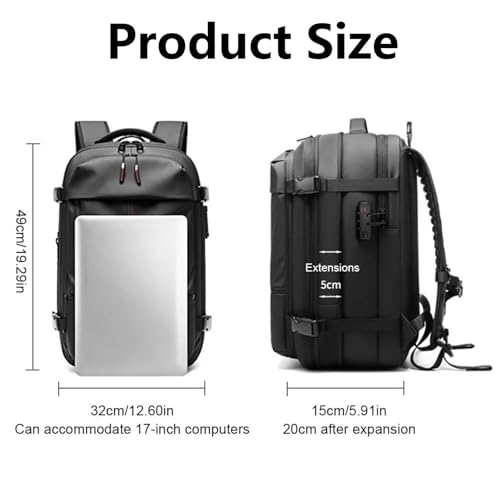 Vacpack Backpack, vacuum backpack, 60L Vacuum Compress Pack Expandable Backpack, Waterproof And Anti-Theft Travel(Black,With vacuum pump)2