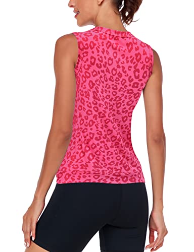 Luranee Loose Tank Tops For Women,Yoga Shirts For Women Sleeveless Rnoud Neck Slim-Fit Compression Quick Drying Exercise Gym Fitness Racerback Pink Leopard Xl #TOP3