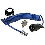 Roadmaster 164-7 Flexo-Coil 7-Wire to 4-Wire Adaptive Power Cord with Plugs, Sockets, & Socket Bracket Included | Designed for Motorhomes with 4-Way Sockets | Water, Oil, & Chemical Resistant